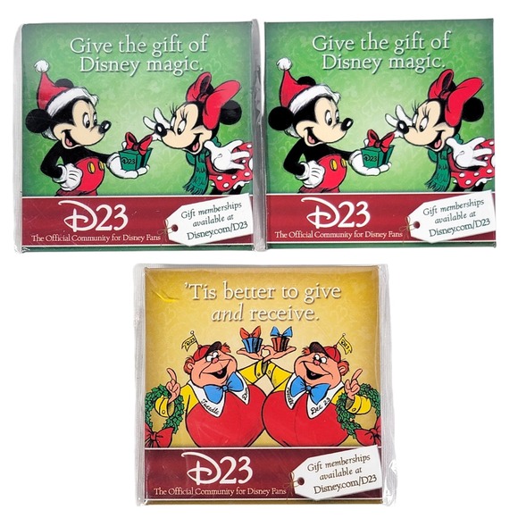 Disney Jewelry - Disney‎ D23 Christmas Pins Lot of 3 Mickey Minnie Mouse Tweedle Dee Dum Buttons
